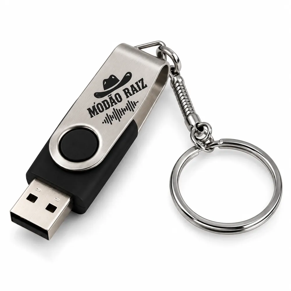 Pendrive metálico com chaveiro de aço